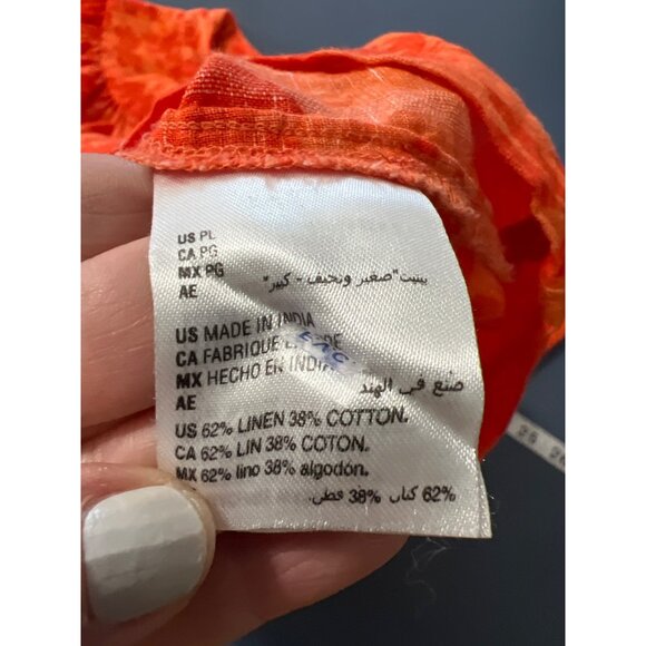 Charter Club Luxury Linen Blend  Blouse‎ SZ PL  Orange Beach Resort Lagenlook - Picture 6 of 8